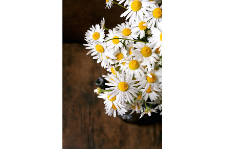 White Daisies Bouquet on Wooden