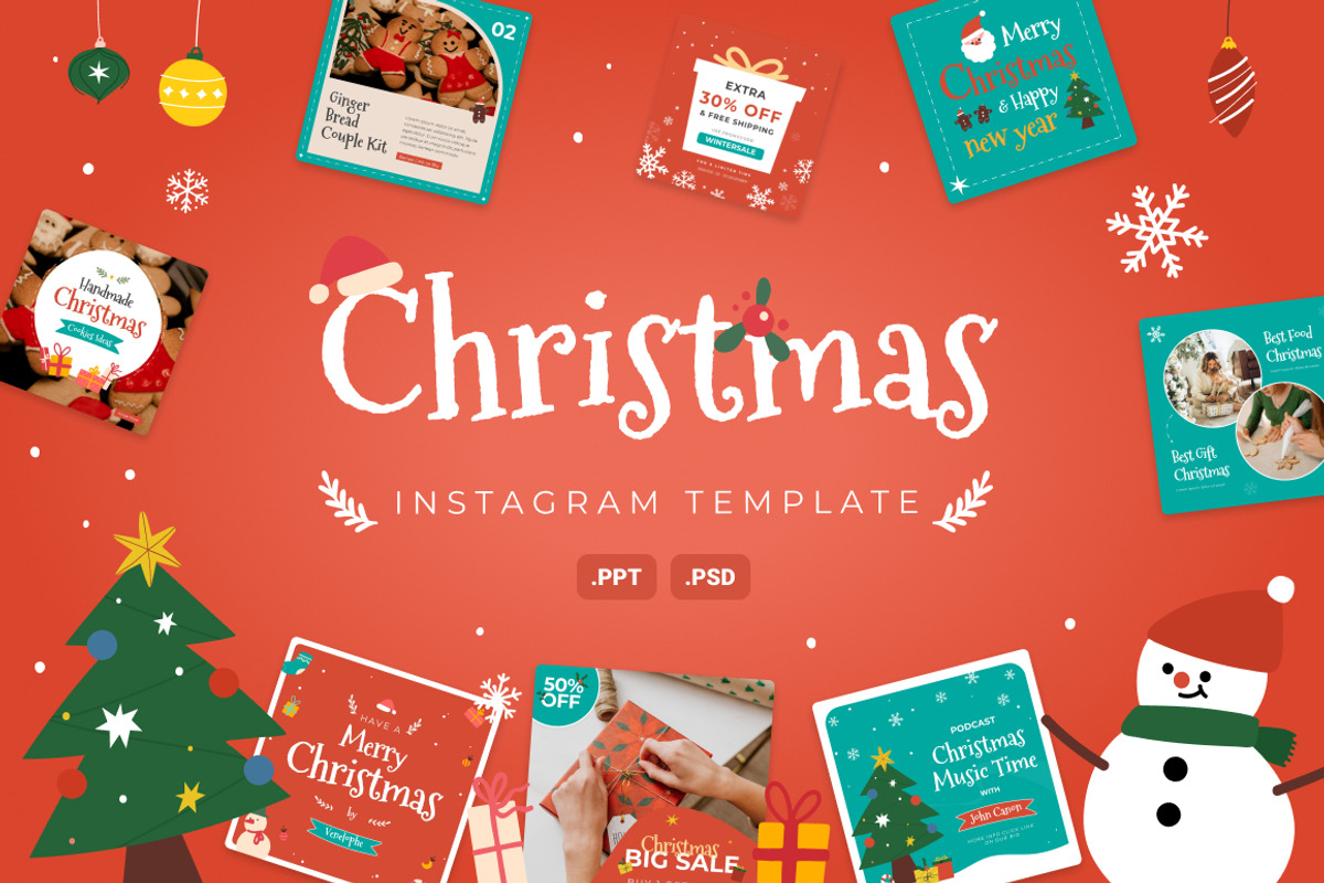 Christmas Instagram Template, a Social Media Template by Brandearth RRGraph (Photo 1 of 6)
