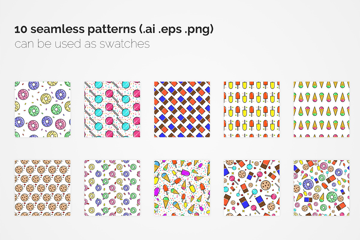 Sweets Seamless Patterns, a Pattern Graphic by 3Y_Design (Photo 2 of 6)