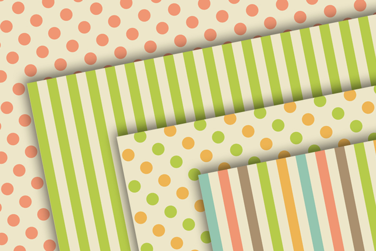 Polka Dots And Stripes Digital Paper preview 2