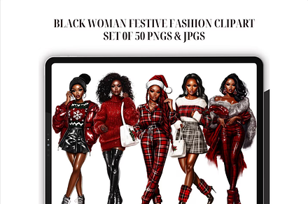 Black Woman Festive Fashion Clipart