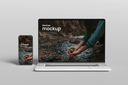 Macbook and iPhone Mockup, a Mac Mockup by baim_std