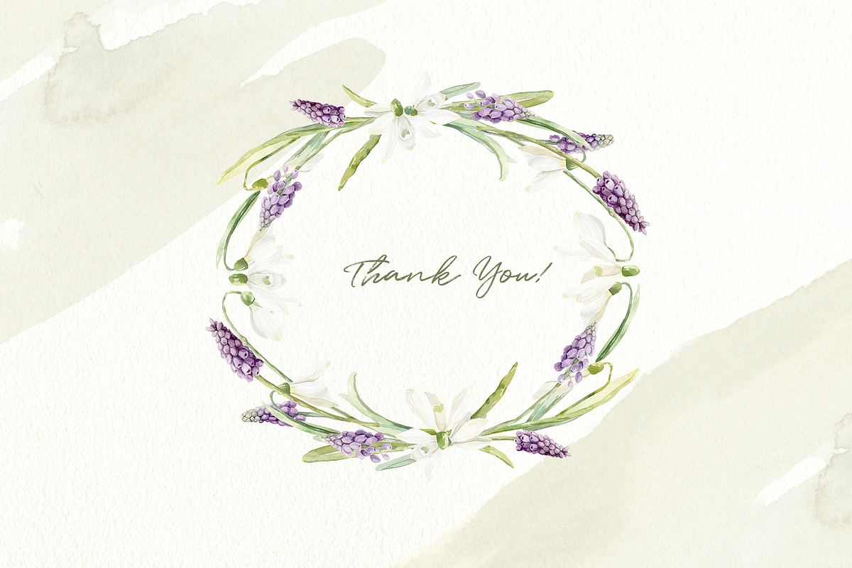 Spring Snowdrop and Muscari Clip Art, an Illustration by Julia M. Watercolor (Photo 12 of 12)