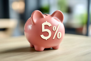 Piggy bank with a percentage symbol, a Photo by Pavel_design