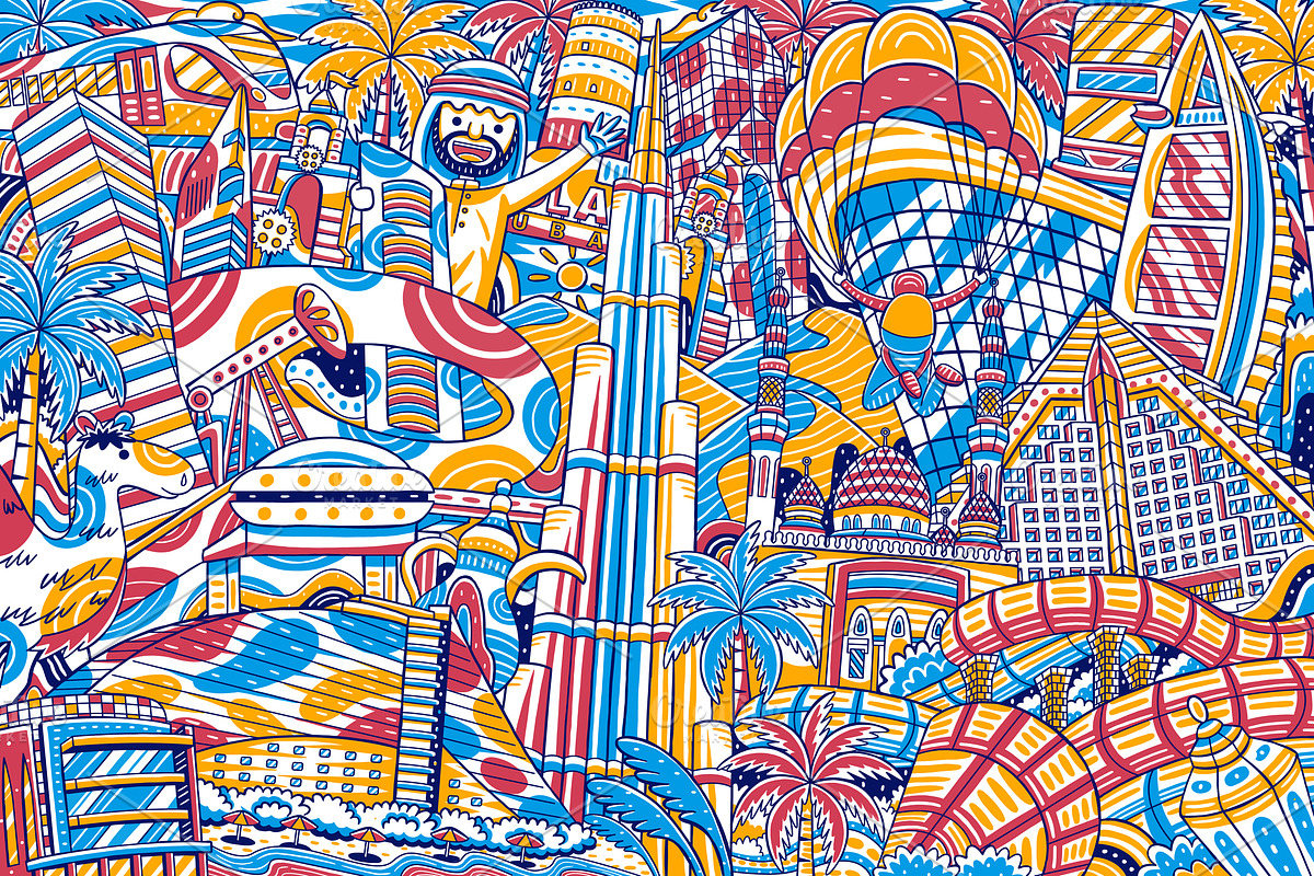 Dubai City Landmark Vector, a Work Illustration by MEDZ (Photo 1 of 4)