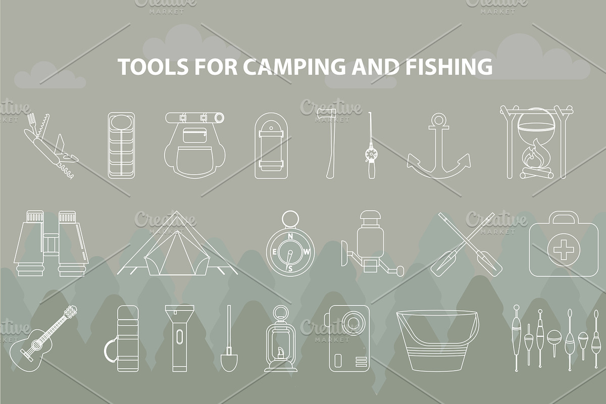 Big set for fishing and camping., an Icon by moto_cat (Photo 1 of 4)