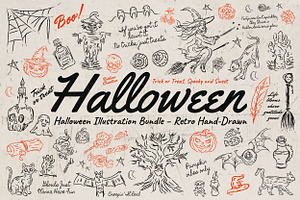 Hand Drawn Spooky Halloween Clipart, an Outline Icon by Baleee