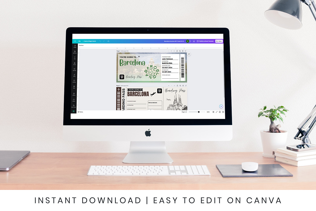 Barcelona Trip Reveal Gift Ticket, a Templates & Theme by Snapybiz (Photo 5 of 10)