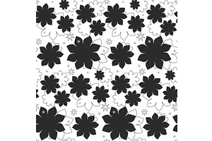 Black and white floral pattern with, an Illustration by okskukuruza