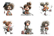 Student Girls Watercolor Clipart, a Seasonal Illustration by CreationArt (Thumbnail 2 of 5)