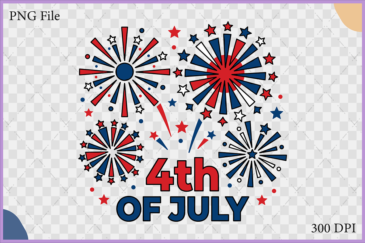 4th of July Fireworks SVG Clipart, a Decorative Illustration by Gfx Expert Team (Photo 2 of 3)