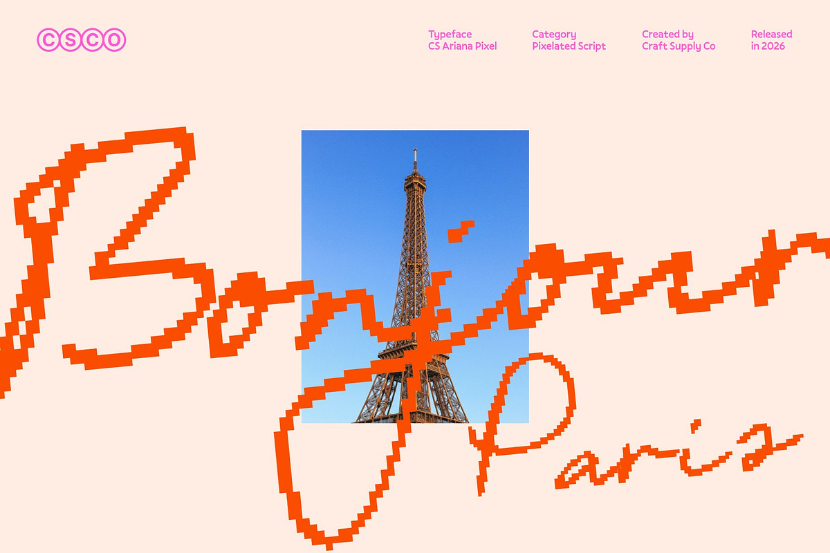 CS Ariana Pixel, a Script Font by Craft Supply Co. (Photo 4 of 8)