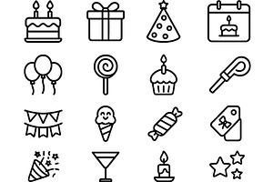 Celebration icons featuring cake, an Object Illustration by ZinetroN