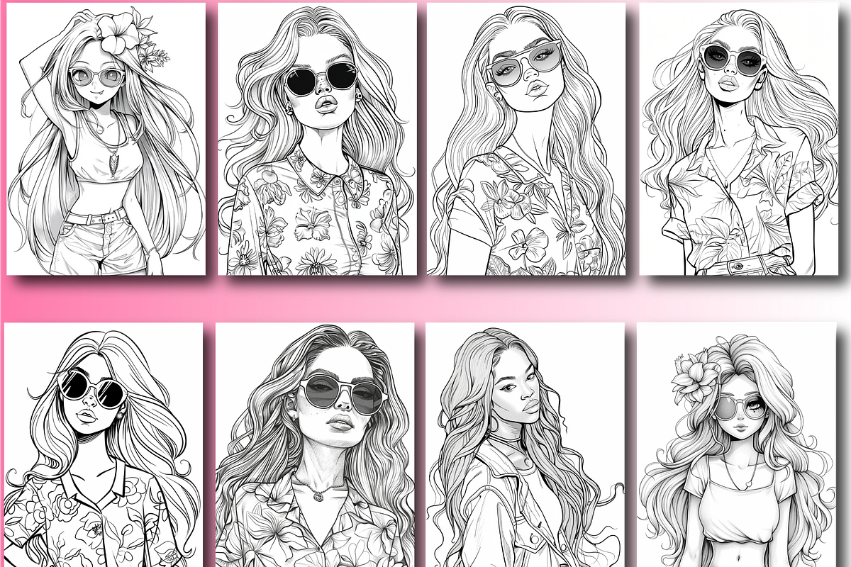 Hipple Style Girl Coloring Book, an Animal Illustration by Printable Design Store (Photo 5 of 7)