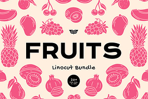 Fruits Linocut Clipart