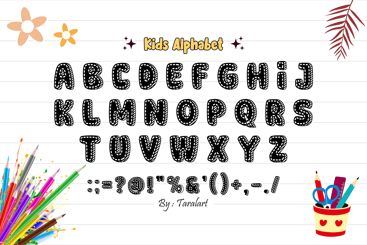CUTE DREAM - Playful Stitched Font, a Sans Serif Font by KiddoGlyphs Studio (Photo 4 of 5)