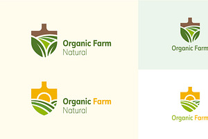 Organic farm logo set