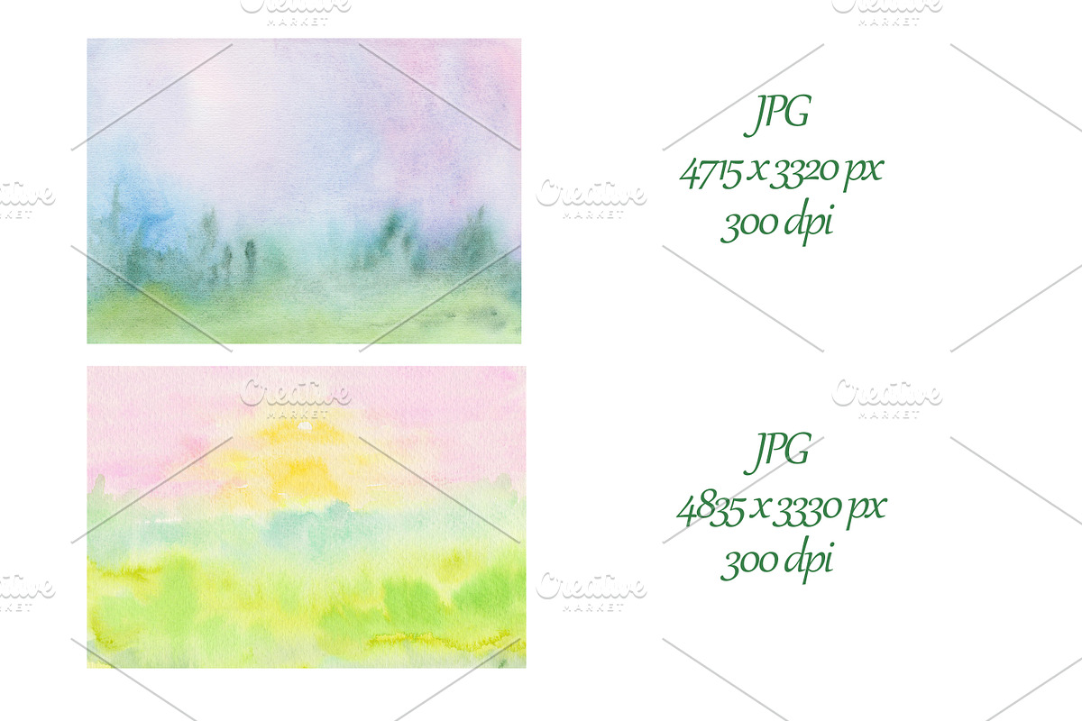Colorful watercolor landscapes, a Background Graphic by SweetRenieDesigns (Photo 3 of 4)