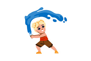 Smiling girl splashing water with, an Illustration by pikepicture
