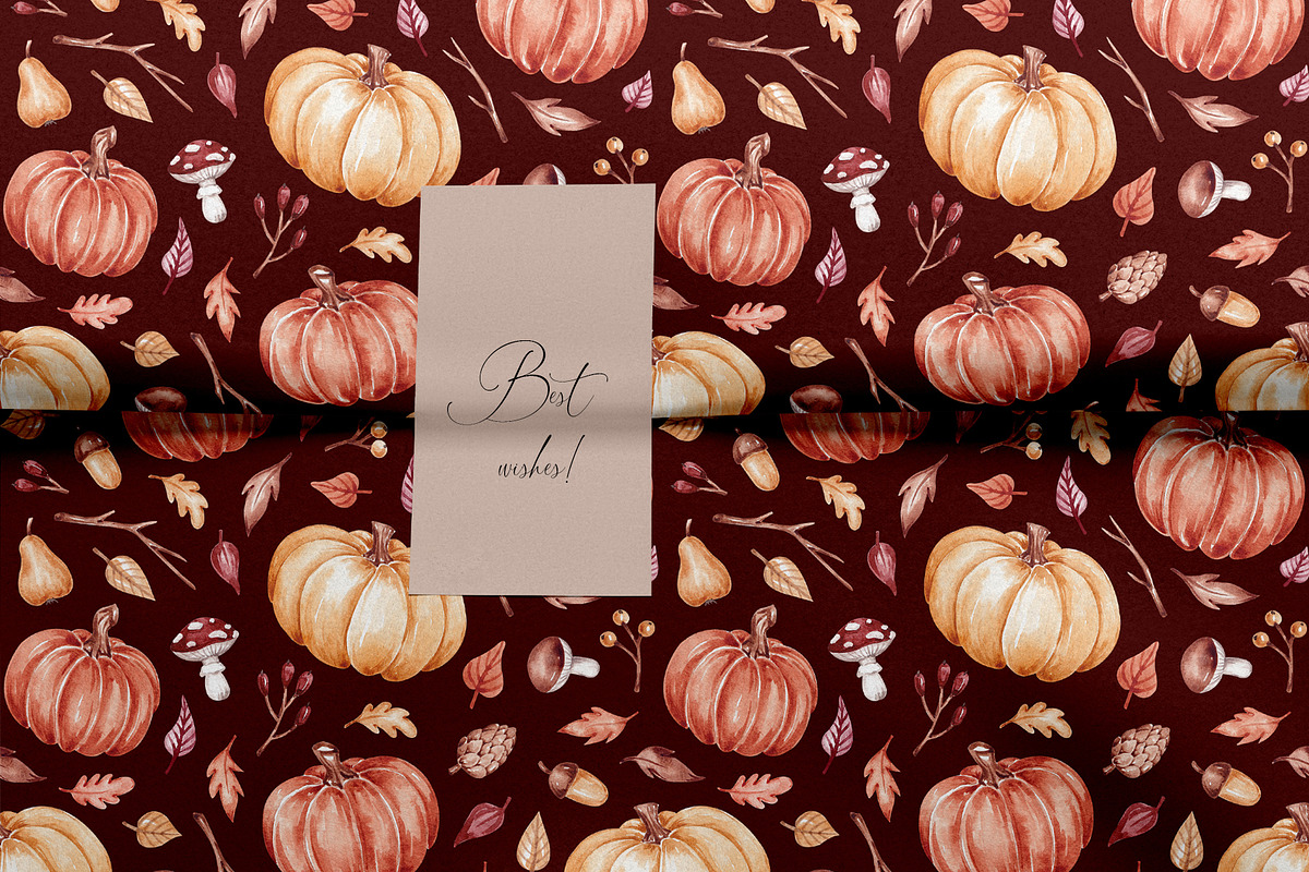 Watercolor Fall Pumpkins Pattern, a Pattern Graphic by SirenaArt (Photo 13 of 13)