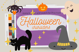Halloween characters Procreate stamp