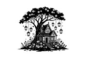 Tree House Silhouette SVG Bundle, an Illustration by jahid234 (Thumbnail 7 of 31)