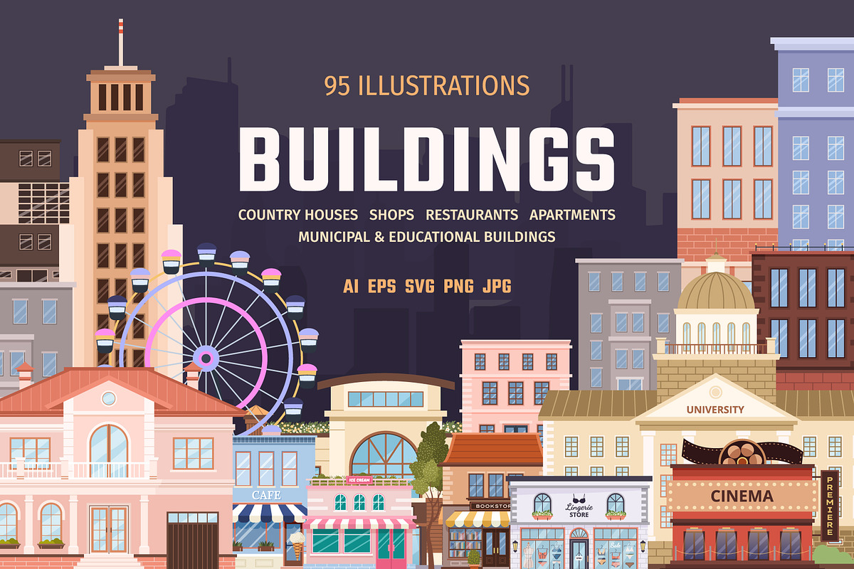 95 Urban, Rural, Municipal Buildings, an Object Illustration by IuliiaSavko (Photo 1 of 14)