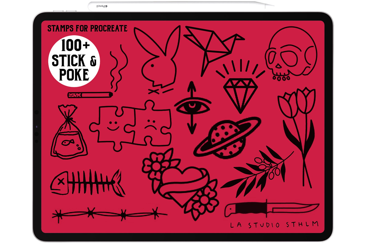 Stick & Poke - Tattoo Stamp Set, a Brush Add-On by LA Studio Sthlm (Photo 3 of 4)