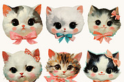 Watercolor Retro Cat Heads Clipart, an Animal Illustration by Design Scotch (Thumbnail 4 of 8)