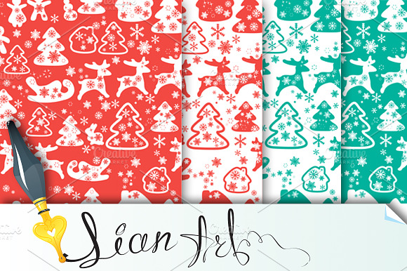 Christmas and New Year seamless patt preview 2