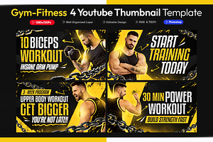 Gym Fitness YouTube Thumbnail Pack