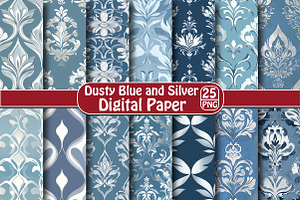 Dusty Blue and Silver Pattern, an Illustration by DreamPrint404