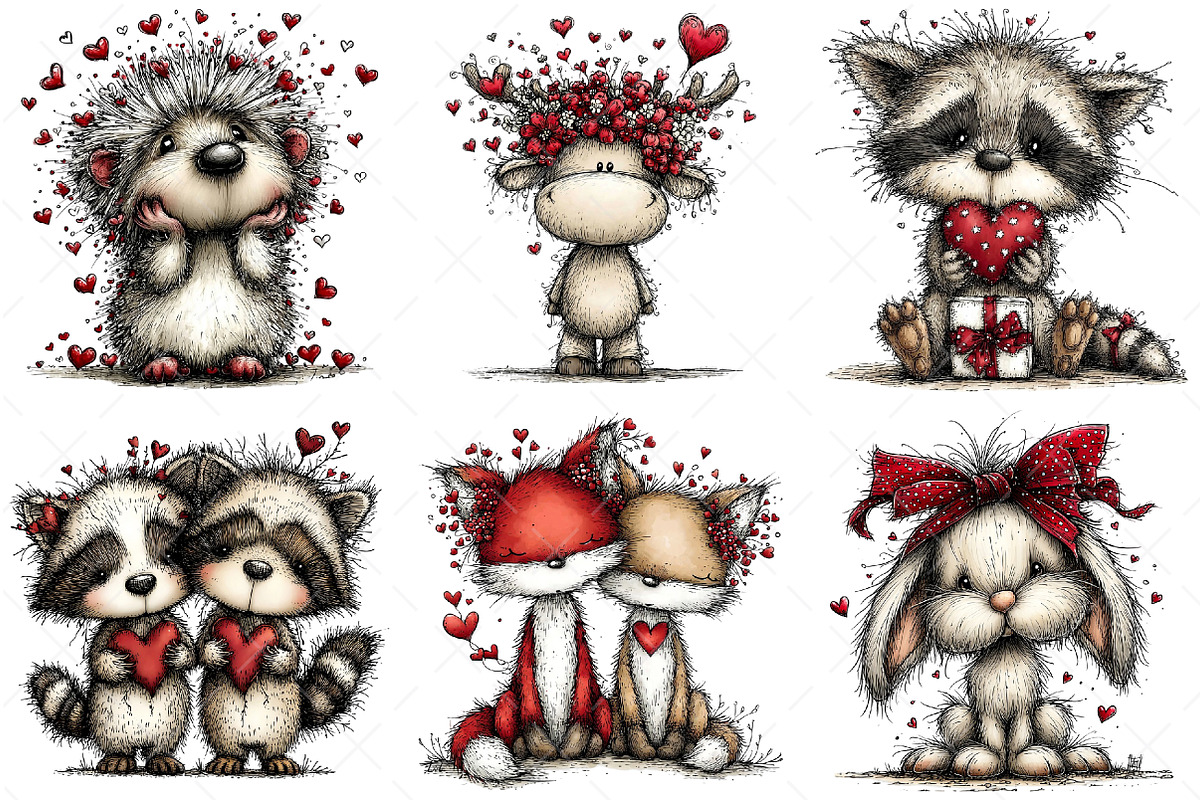 Watercolor Valentine Forest Animals, an Illustration by Craft Nest (Photo 4 of 7)
