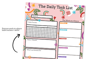 Bright Daily Tasks Planner Printable