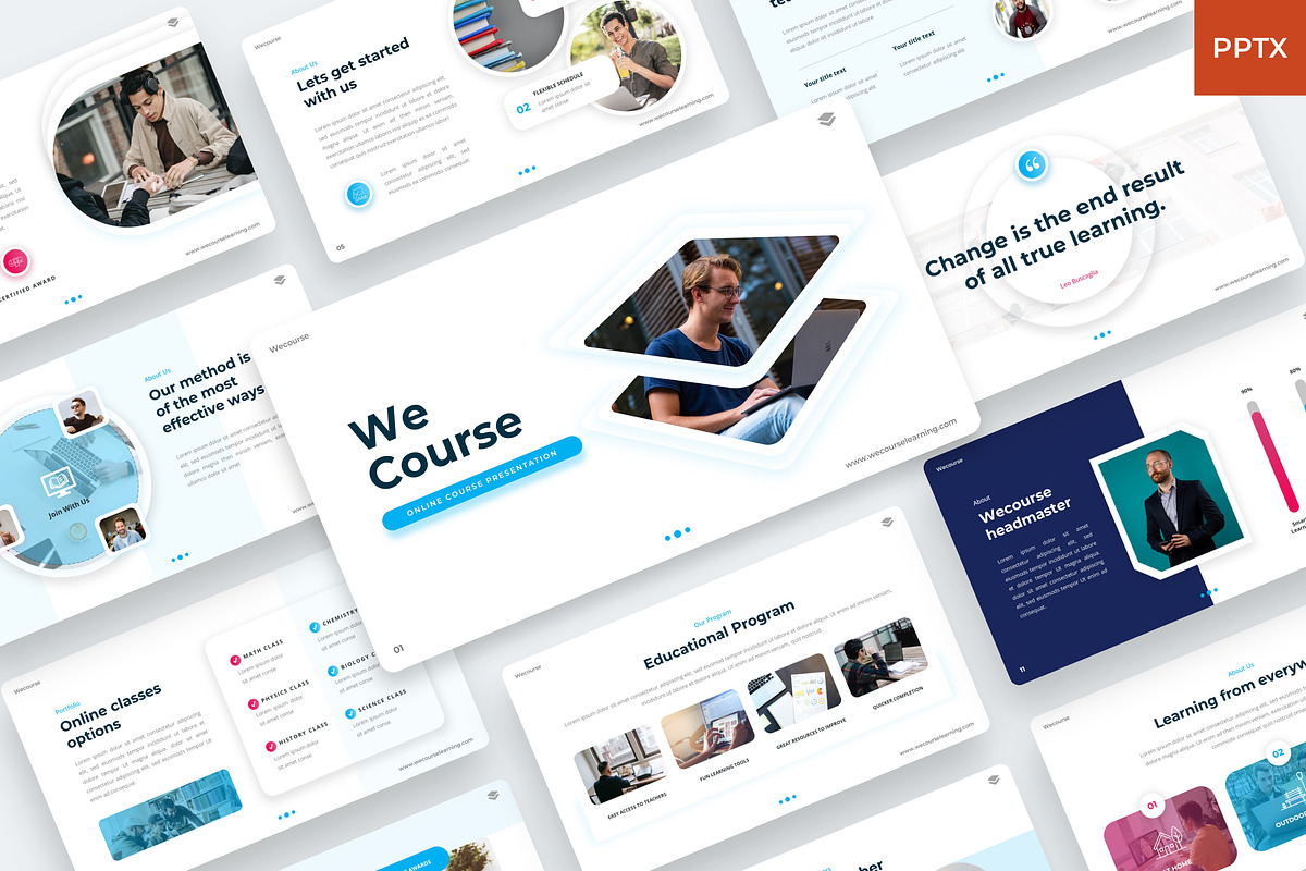 Wecourse - Online course PowerPoint, a Presentation Template by BeadyLab (Photo 1 of 6)