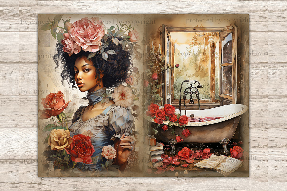 Valentines Day Junk Journal Paper, a Seasonal Illustration by GlamArtZhanna (Photo 6 of 9)