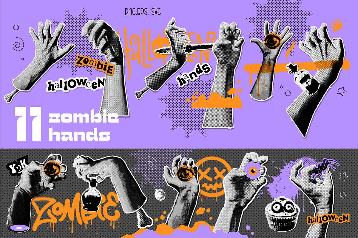 Retro halftone Halloween collection, a Texture Illustration by Lana Sham (Photo 14 of 20)