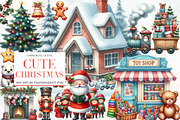 Cute Christmas watercolor clipar, an Illustration by Designworld (Thumbnail 1 of 6)