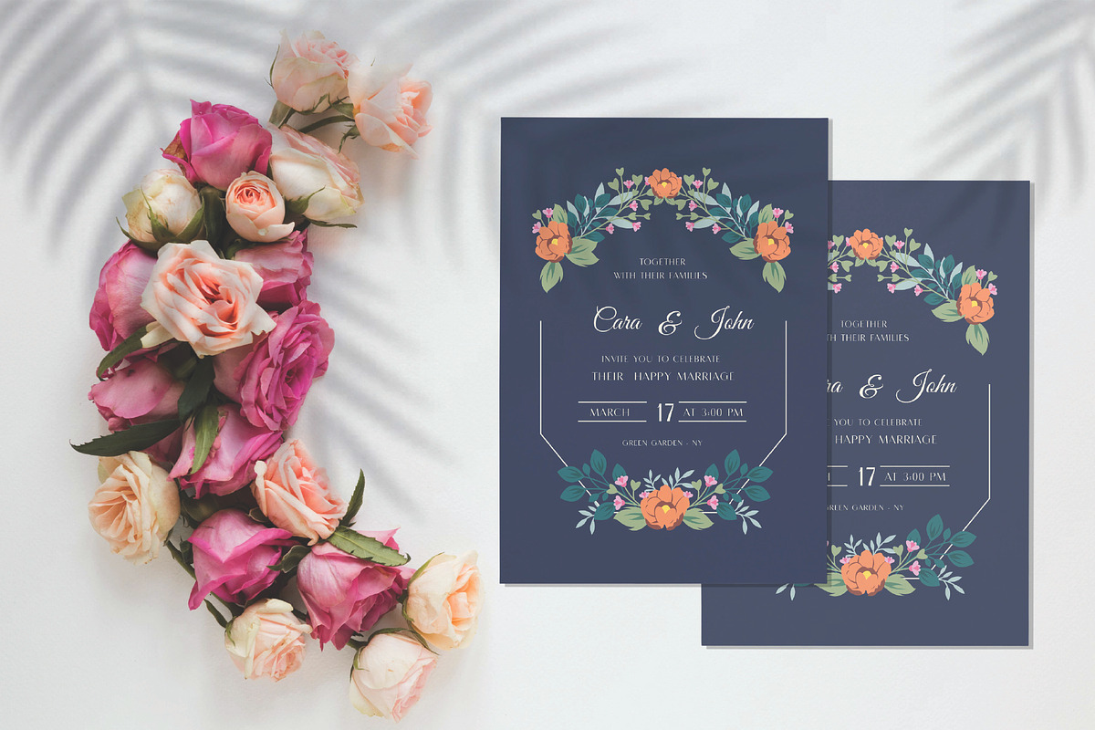 Flowers wedding invitation card sale, an Invitation Template by Workhu (Photo 1 of 3)