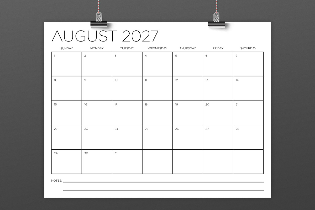 2027 8.5 x 11 Inch Calendar Template, a Stationery Template by Running With Foxes (Photo 5 of 5)