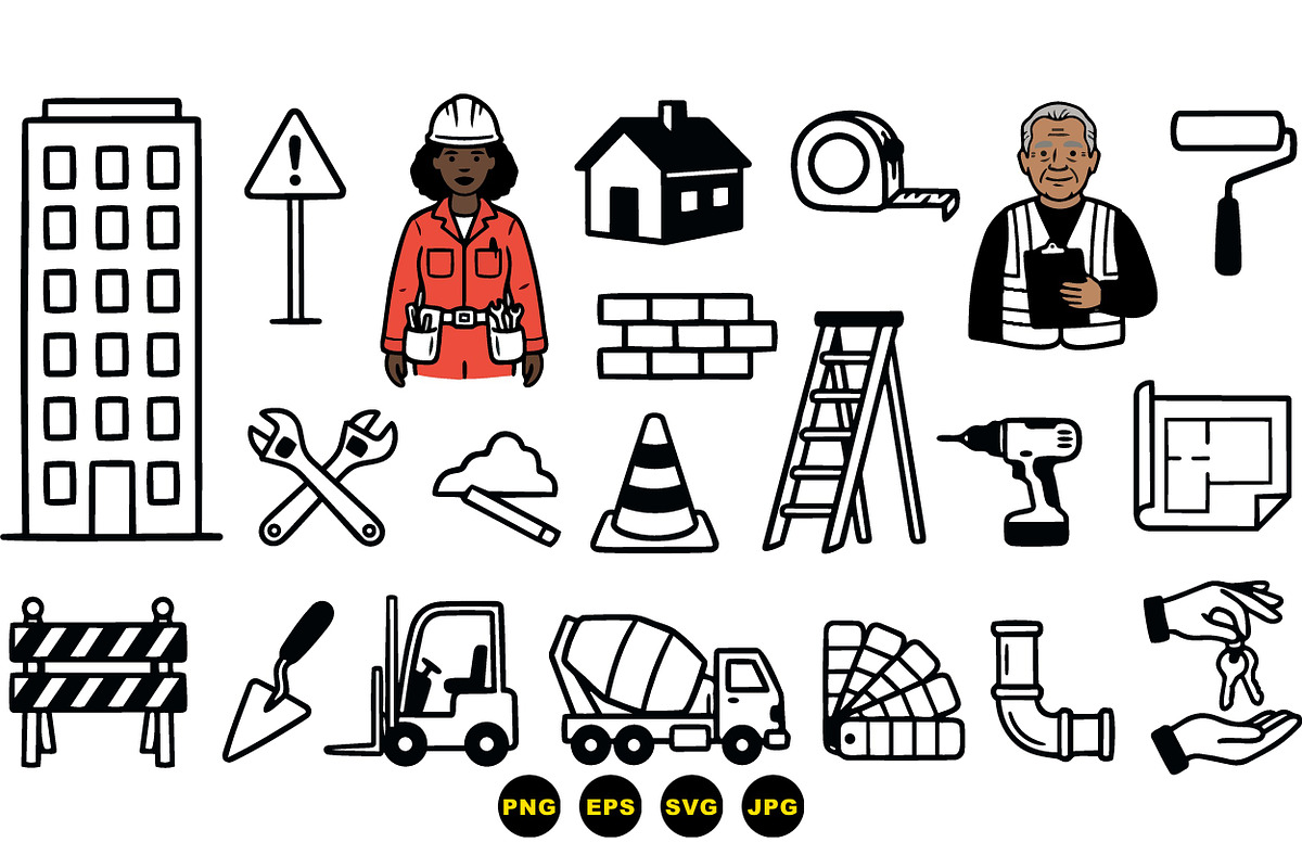 Construction Tools And Worker Clipar, an Illustration by designvectx (Photo 3 of 3)
