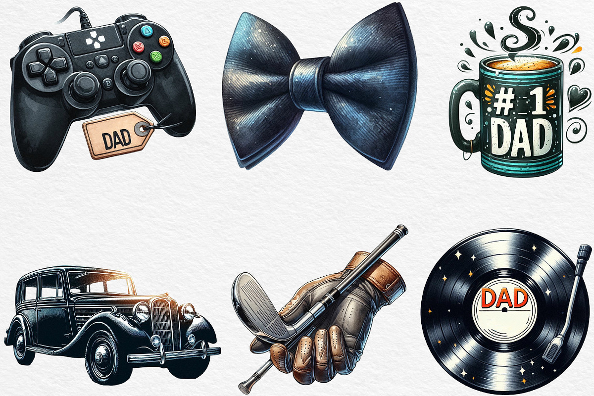 Classic Black Father's Day Clipart, an Illustration by Black Bird Studio (Photo 2 of 6)