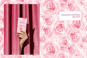 Pink Roses Watercolor Pattern, a Pattern Graphic by Gribanessa (Thumbnail 1 of 4)