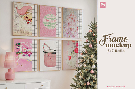 Set of 6 Frames Christmas Mockup