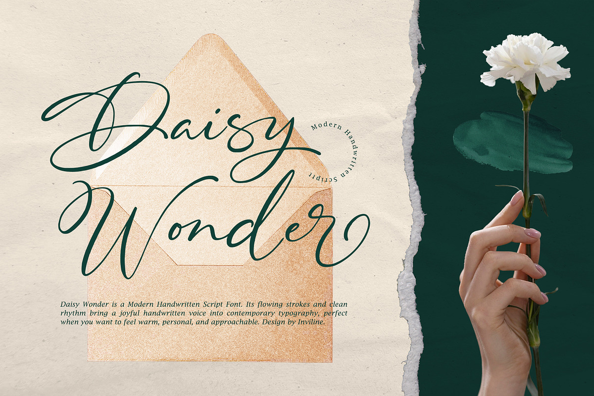 Daisy Wonder – Modern Handwritten, a Handwritten Font by Inviline.co (Photo 2 of 10)