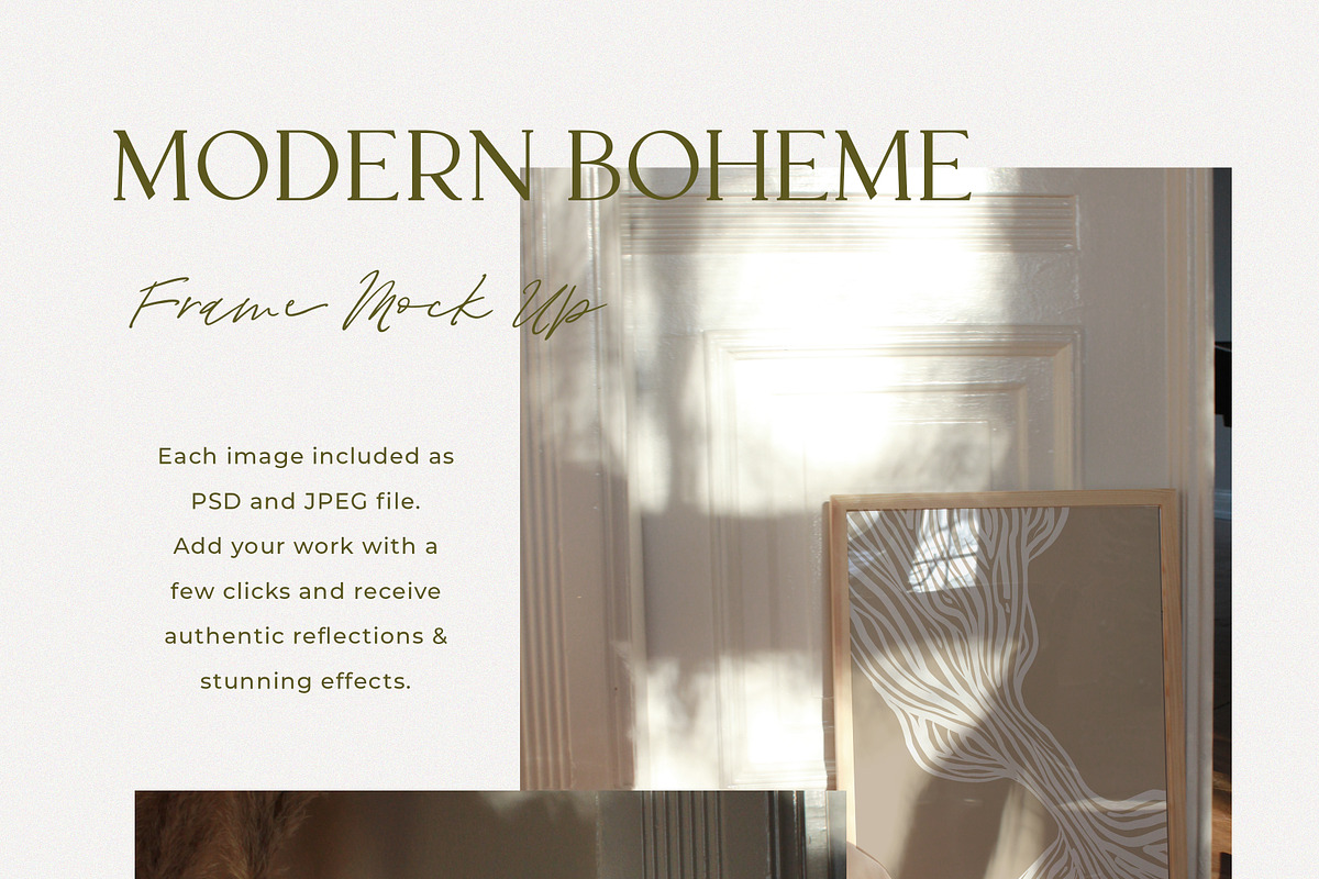 Boho Interior & Wooden Frame Mock Up, a Print Template by Wonderland Styled Stock (Photo 2 of 11)