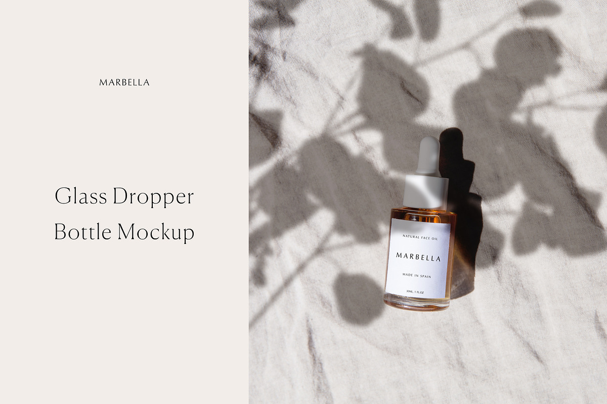 Glass Dropper Bottle Mockup, a Packaging Mockup by Copal (Photo 1 of 11)