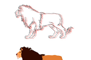 Lion king. Vector isolated animal.
