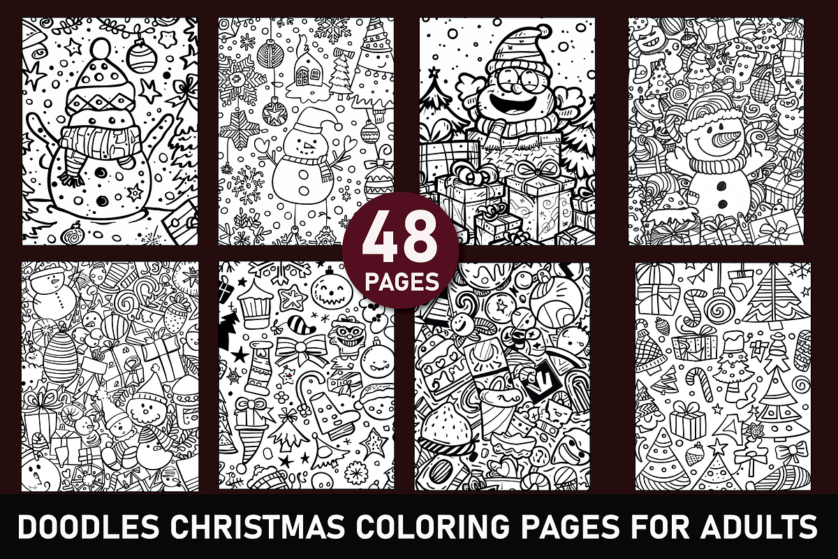Christmas Doodles Coloring Pages, an Illustration by Design House