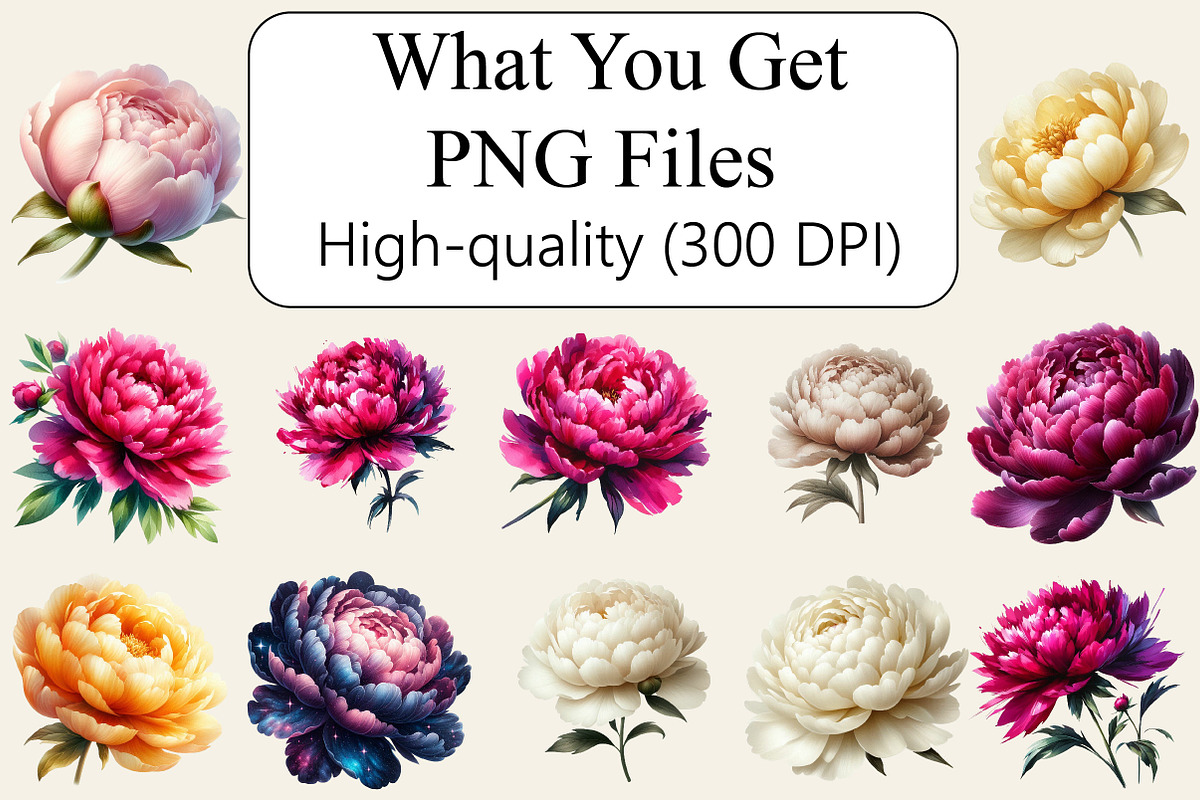 Watercolor Peonies Flowers Clipart, an Illustration by Libby Wishes (Photo 3 of 3)